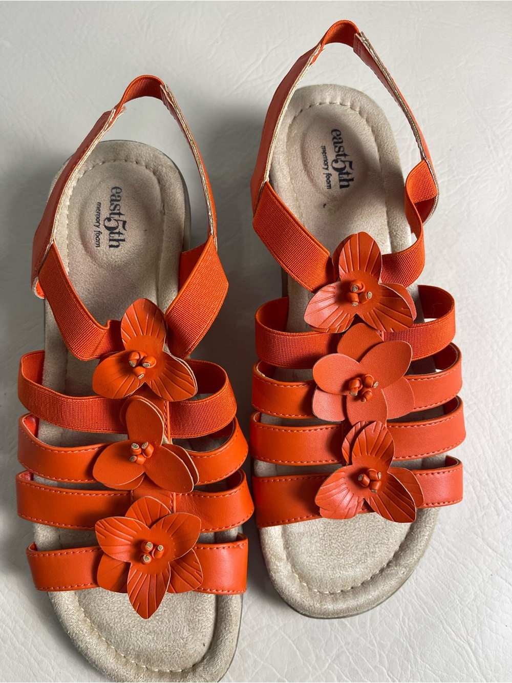 East‎ 5th Orange Floral Strappy Slingback Sandals NWOT 9 1/2
